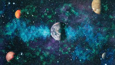 Patlama süpernovası. Parlak Yıldız Nebulası. Uzak galaksi. Soyut görüntü. Bu görüntünün elementleri NASA tarafından desteklenmektedir.