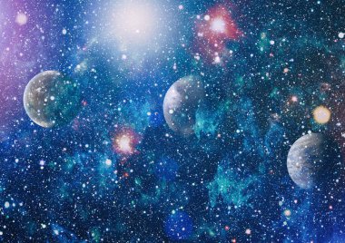 Patlama süpernovası. Parlak Yıldız Nebulası. Uzak galaksi. Soyut görüntü. Bu görüntünün elementleri NASA tarafından desteklenmektedir.