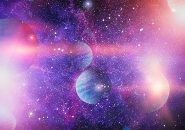 Nebula ve galaksiler uzayda. Bu görüntünün elementleri NASA tarafından desteklenmektedir.