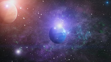 Nebula ve galaksiler uzayda. Bu görüntünün elementleri NASA tarafından desteklenmektedir.