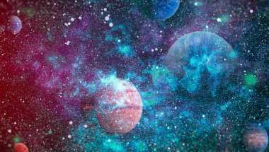 Nebula ve galaksiler uzayda. Bu görüntünün elementleri NASA tarafından desteklenmektedir.