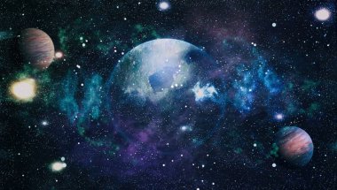 birçok ışık yılı uzakta dünya derin uzayda yıldız alanı. Bu görüntü nasa tarafından döşenmiş unsurları