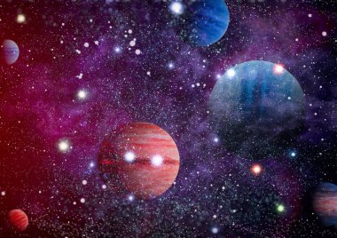 Nebula ve galaksiler uzayda. Bu görüntünün elementleri NASA tarafından desteklenmektedir.