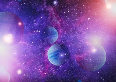 Nebula ve galaksiler uzayda. Bu görüntünün elementleri NASA tarafından desteklenmektedir.