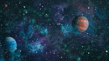 Nebula ve galaksiler uzayda. Bu görüntünün elementleri NASA tarafından desteklenmektedir.
