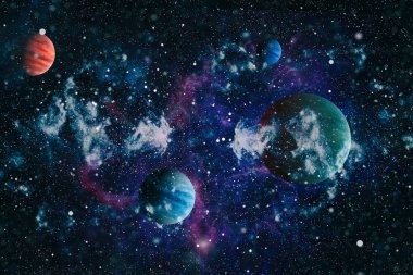 birçok ışık yılı uzakta dünya derin uzayda yıldız alanı. Bu görüntü nasa tarafından döşenmiş unsurları