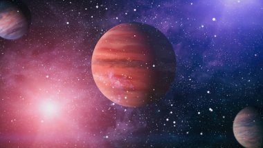 Nebula ve galaksiler uzayda. Bu görüntünün elementleri NASA tarafından desteklenmektedir.