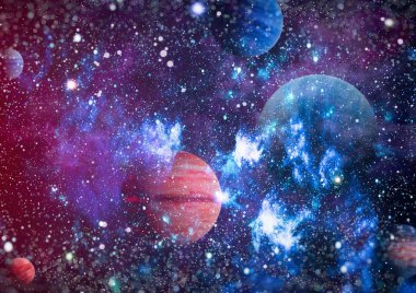 Nebula ve galaksiler uzayda. Bu görüntünün elementleri NASA tarafından desteklenmektedir.