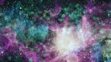 Gezegen ve galaksinin yıldızları serbest uzayda. Bu görüntünün elementleri NASA tarafından desteklenmektedir .