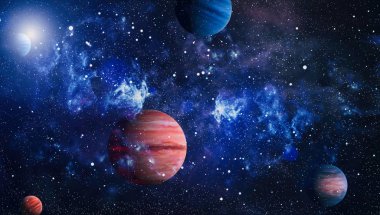 Nebula ve galaksiler uzayda. Bu görüntünün elementleri NASA tarafından desteklenmektedir.