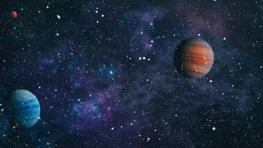 Nebula ve galaksiler uzayda. Bu görüntünün elementleri NASA tarafından desteklenmektedir.