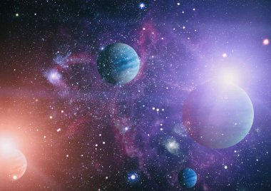 Nebula ve galaksiler uzayda. Bu görüntünün elementleri NASA tarafından desteklenmektedir.