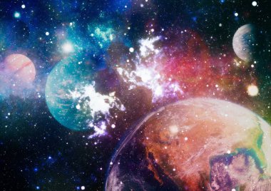 Parlak arkaplanda kozmik sis bulutları. Bu görüntünün elementleri NASA tarafından desteklenmektedir