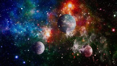 Fütürist soyut alan arkaplanı. Yıldızlı ve nebulalı gece gökyüzü. Bu görüntünün elementleri NASA tarafından desteklenmektedir