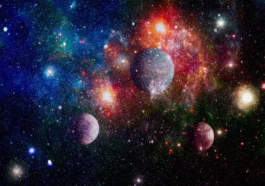 Fütürist soyut alan arkaplanı. Yıldızlı ve nebulalı gece gökyüzü. Bu görüntünün elementleri NASA tarafından desteklenmektedir