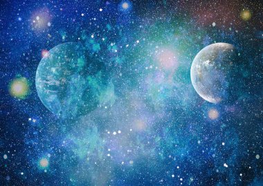 Uzaydaki gezegenler, yıldızlar ve galaksiler uzay keşiflerinin güzelliğini gösteriyor. NASA tarafından döşenmiş elementler