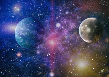 Uzaydaki gezegenler, yıldızlar ve galaksiler uzay keşiflerinin güzelliğini gösteriyor. NASA tarafından döşenmiş elementler