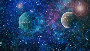 Uzaydaki gezegenler, yıldızlar ve galaksiler uzay keşiflerinin güzelliğini gösteriyor. NASA tarafından döşenmiş elementler