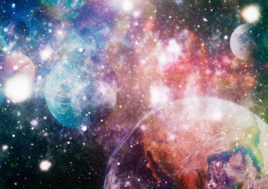 Parlak arkaplanda kozmik sis bulutları. Bu görüntünün elementleri NASA tarafından desteklenmektedir