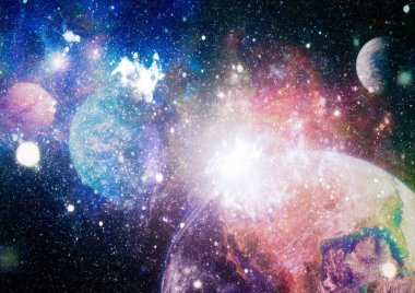 Parlak arkaplanda kozmik sis bulutları. Bu görüntünün elementleri NASA tarafından desteklenmektedir