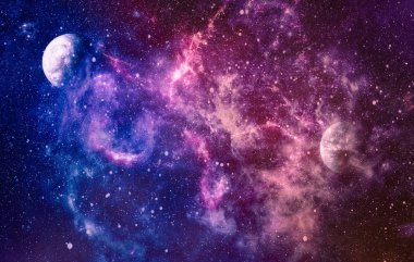 Uzaydaki gezegenler, yıldızlar ve galaksiler uzay keşiflerinin güzelliğini gösteriyor. NASA tarafından döşenmiş elementler