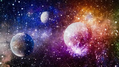 Derin uzay sanatı. Galaksiler, bulutsular ve evrendeki yıldızlar. Bu görüntünün elementleri NASA tarafından desteklenmektedir