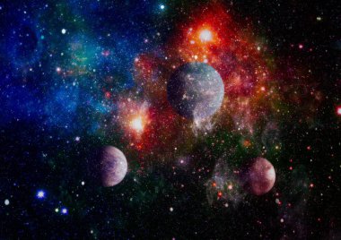 Fütürist soyut alan arkaplanı. Yıldızlı ve nebulalı gece gökyüzü. Bu görüntünün elementleri NASA tarafından desteklenmektedir