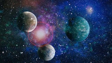 Bulutsusu ve evrendeki yıldızların açık yıldız kümesi. Güzel bulutsu, yıldızlar ve galaksiler. Nasa tarafından döşenmiş bu görüntü unsurları.