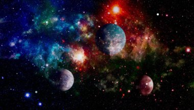 Fütürist soyut alan arkaplanı. Yıldızlı ve nebulalı gece gökyüzü. Bu görüntünün elementleri NASA tarafından desteklenmektedir