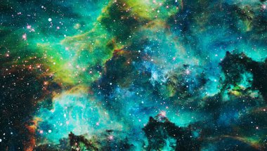 Fütürist soyut alan arkaplanı. Yıldızlı ve nebulalı gece gökyüzü. Bu görüntünün elementleri NASA tarafından desteklenmektedir
