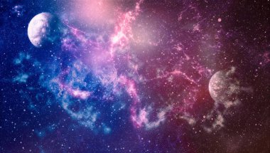 Uzaydaki gezegenler, yıldızlar ve galaksiler uzay keşiflerinin güzelliğini gösteriyor. NASA tarafından döşenmiş elementler