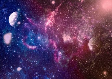 Uzaydaki gezegenler, yıldızlar ve galaksiler uzay keşiflerinin güzelliğini gösteriyor. NASA tarafından döşenmiş elementler