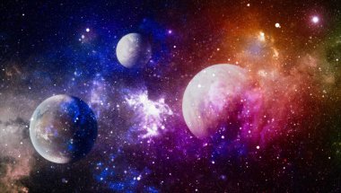 Fütürist soyut alan arkaplanı. Yıldızlı ve nebulalı gece gökyüzü. Bu görüntünün elementleri NASA tarafından desteklenmektedir