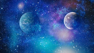 Uzaydaki gezegenler, yıldızlar ve galaksiler uzay keşiflerinin güzelliğini gösteriyor. NASA tarafından döşenmiş elementler