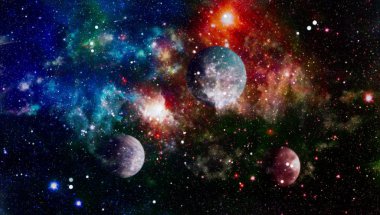 Derin uzay sanatı. Galaksiler, bulutsular ve evrendeki yıldızlar. Bu görüntünün elementleri NASA tarafından desteklenmektedir