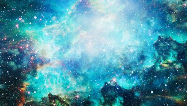 Fütürist soyut alan arkaplanı. Yıldızlı ve nebulalı gece gökyüzü. Bu görüntünün elementleri NASA tarafından desteklenmektedir