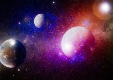 Derin uzay sanatı. Galaksiler, bulutsular ve evrendeki yıldızlar. Bu görüntünün elementleri NASA tarafından desteklenmektedir