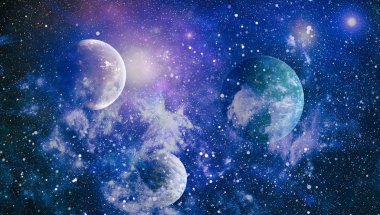 Uzaydaki gezegenler, yıldızlar ve galaksiler uzay keşiflerinin güzelliğini gösteriyor. NASA tarafından döşenmiş elementler