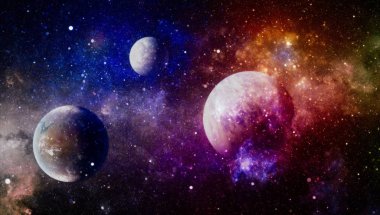 Fütürist soyut alan arkaplanı. Yıldızlı ve nebulalı gece gökyüzü. Bu görüntünün elementleri NASA tarafından desteklenmektedir