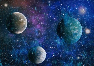 Uzaydaki gezegenler, yıldızlar ve galaksiler uzay keşiflerinin güzelliğini gösteriyor. NASA tarafından döşenmiş elementler