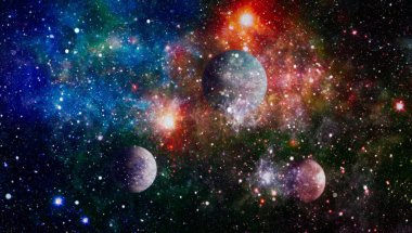 Fütürist soyut alan arkaplanı. Yıldızlı ve nebulalı gece gökyüzü. Bu görüntünün elementleri NASA tarafından desteklenmektedir