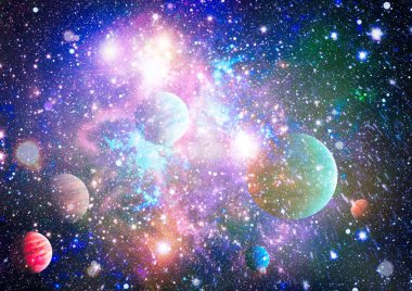 Bulutsusu ve evrendeki yıldızların açık yıldız kümesi. Güzel bulutsu, yıldızlar ve galaksiler. Nasa tarafından döşenmiş bu görüntü unsurları.