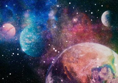 Parlak arkaplanda kozmik sis bulutları. Bu görüntünün elementleri NASA tarafından desteklenmektedir