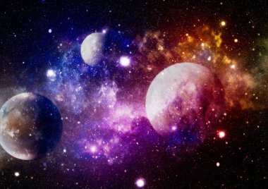 Uzayda ateşli bir patlama. Evrenin soyut çizimi. Bu görüntünün elementleri NASA tarafından desteklenmektedir