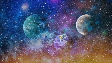 Bulutsusu ve evrendeki yıldızların açık yıldız kümesi. Güzel bulutsu, yıldızlar ve galaksiler. Nasa tarafından döşenmiş bu görüntü unsurları.