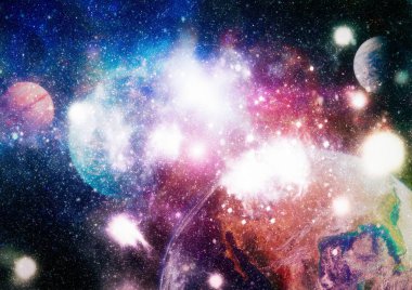 Parlak arkaplanda kozmik sis bulutları. Bu görüntünün elementleri NASA tarafından desteklenmektedir