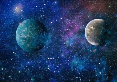 Uzaydaki gezegenler, yıldızlar ve galaksiler uzay keşiflerinin güzelliğini gösteriyor. NASA tarafından döşenmiş elementler