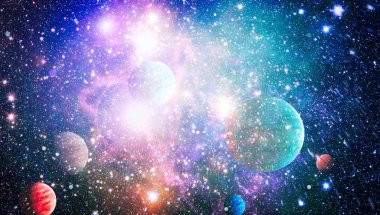 Bulutsusu ve evrendeki yıldızların açık yıldız kümesi. Güzel bulutsu, yıldızlar ve galaksiler. Nasa tarafından döşenmiş bu görüntü unsurları.