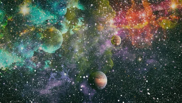 Planets Stars Galaxies Outer Space Showing Beauty Space Exploration Elements — Stock Photo, Image