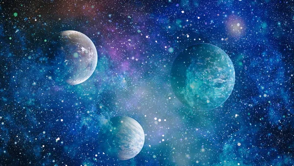 Planets Stars Galaxies Outer Space Showing Beauty Space Exploration Elements — Stock Photo, Image